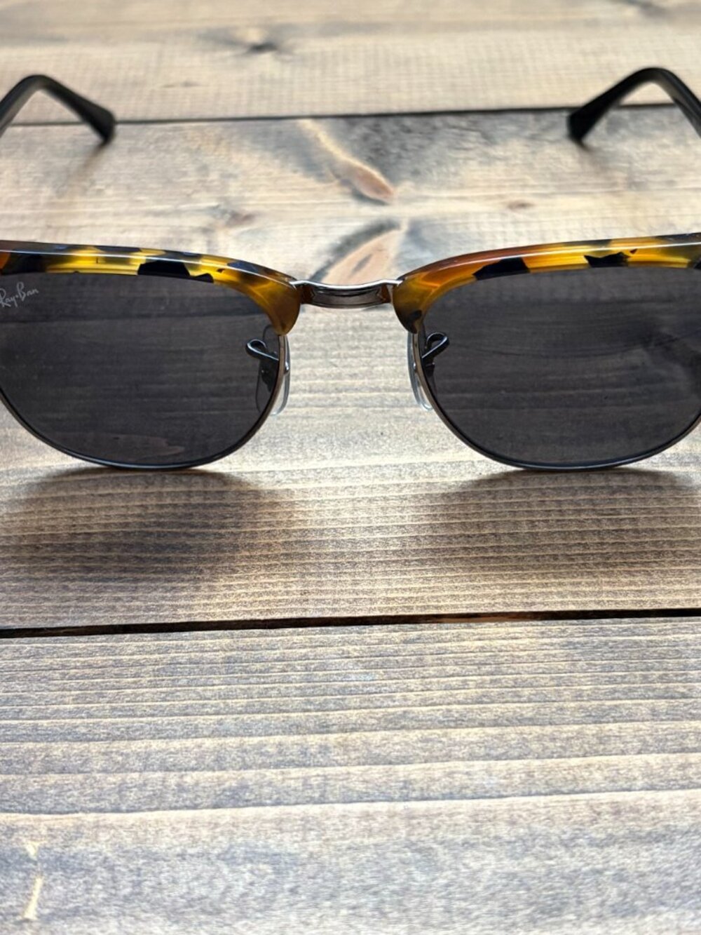 Ray-Ban Clubmaster RB3016 Square Sunglasses Tortoise Shell Black Glass - Picture 3 of 9